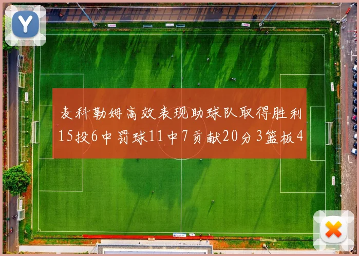 麦科勒姆高效表现助球队取得胜利15投6中罚球11中7贡献20分3篮板4助攻
